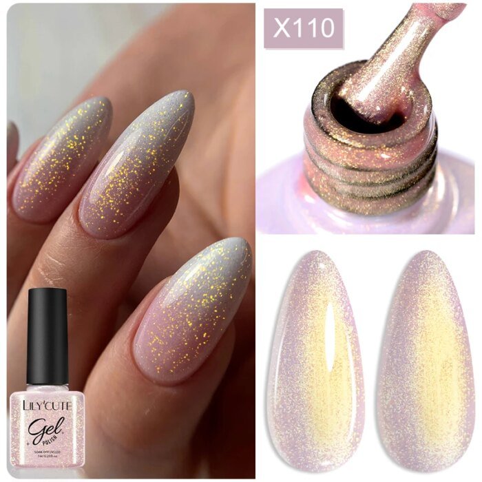 LILYCUTE 7ml Gold Sparkling Glitter Gel Nail Polish Semi Permanent UV Gel Soak off UV LED Nail Gel Varnish For Nail Manicure DIY - Image 2