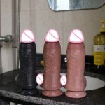 Realistic Veins Soft Thick Big Dildo Double Silicone Small Flesh Penis Woman Man Anal Sex Toy Suction Cup Dick Masturbators Cock - Image 2