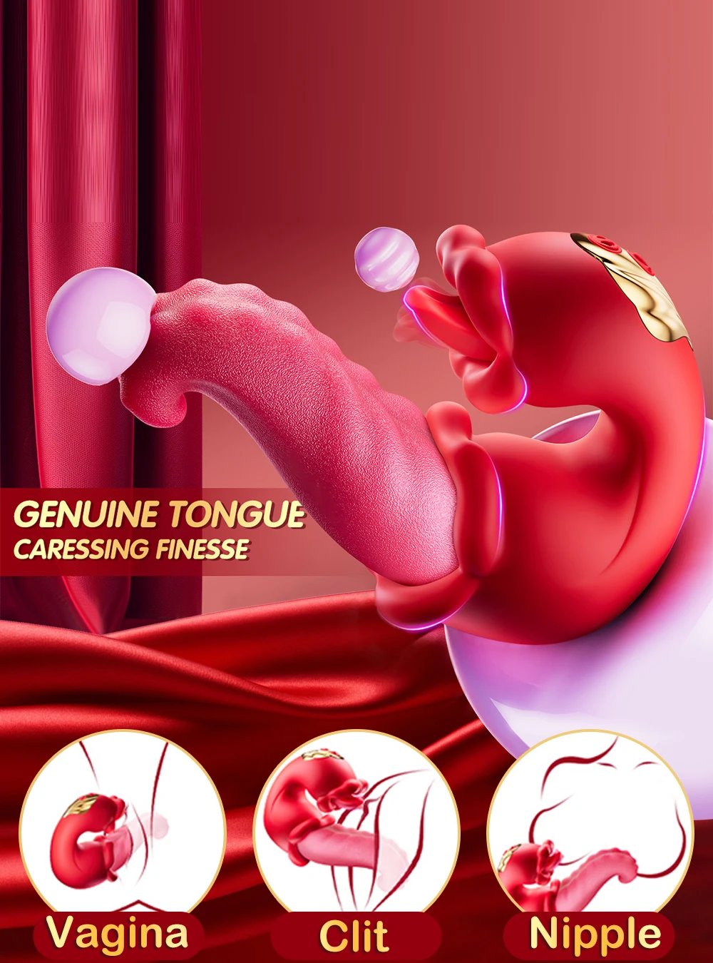 Thrusting Tongue Vibrator for Women Rose Sex Toys Licking Clitoral Sucking Clit Stimulator Pleasure Tools for Female Couples