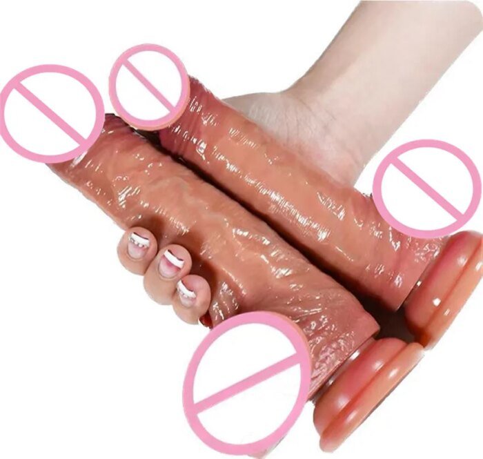2.0 Dick Upgraded Version Of Sliding Testicle Realistic Penis For Women Sliding Foreskin Dildo Anal Sex Toy For Couple Silicone - Image 2