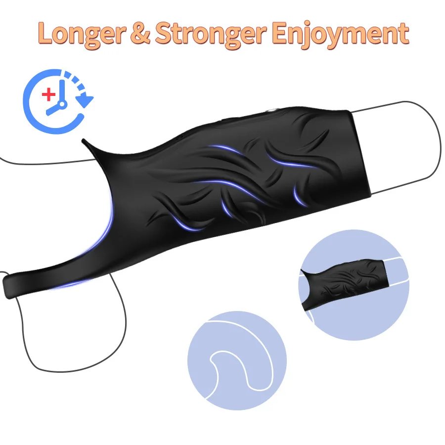 Vibrating Penis Sleeve for man Sex Toys dick Thickening Ejaculation Delay Cock Ring Vibrator for Couples Penis cover Adult toys