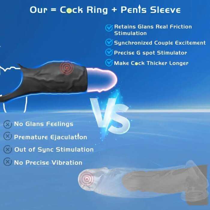 Vibrating Penis Sleeve for man Sex Toys dick Thickening Ejaculation Delay Cock Ring Vibrator for Couples Penis cover Adult toys - Image 4