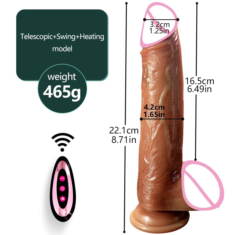 Big Telescopic Realistic Vibrating Dildo Vibrator Heating Thrusting Dildo Sex Toy G-spot Anal Stimulation Vibrating for Women
