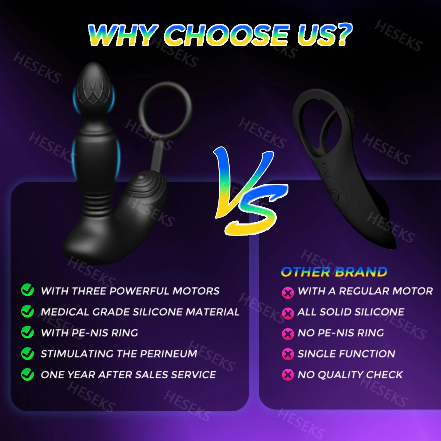HESEKS Male Thrusting Prostate Massager Wireless Remote Control Anal Plug Dildo Butt Plug Telescopic Cock Ring Sex Toys for Men