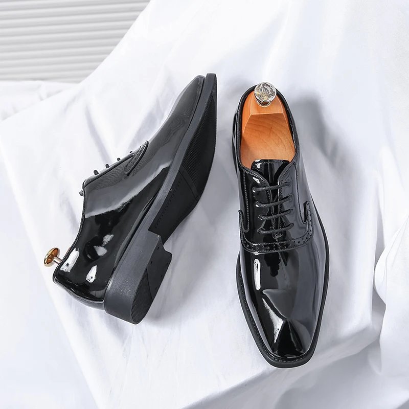 British Style Point-toe Men's Business Leather Shoes Fashion Lace-up Shoes Formal Dress Shoes Men Office Gentleman Shoes Green
