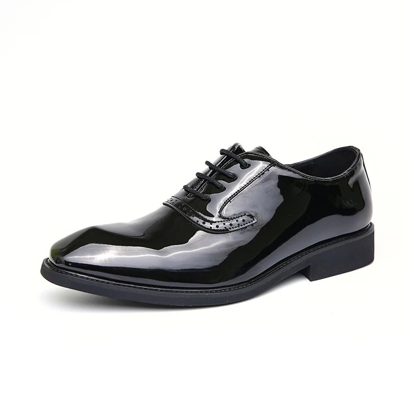 British Style Point-toe Men's Business Leather Shoes Fashion Lace-up Shoes Formal Dress Shoes Men Office Gentleman Shoes Green