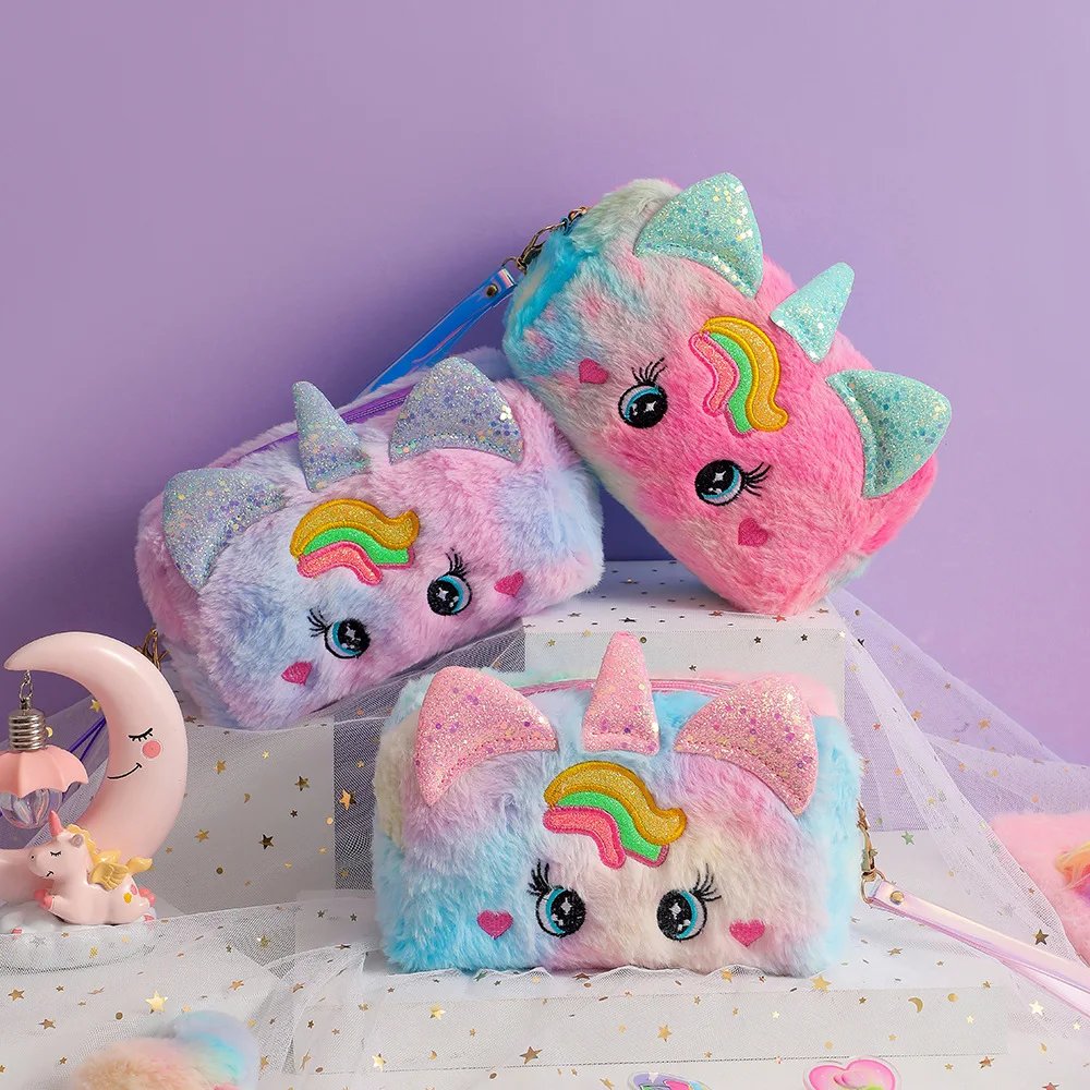 Cute Plush Unicorn Pencil Bag Aesthetic Pencil Cases Girl Kawaii Stationery Bag Children Large Capacity Pen Case School Supplies Cute Plush Unicorn Pencil Bag Aesthetic Pencil Cases Girl Kawaii Stationery Bag Children Large Capacity Pen Case School Supplies