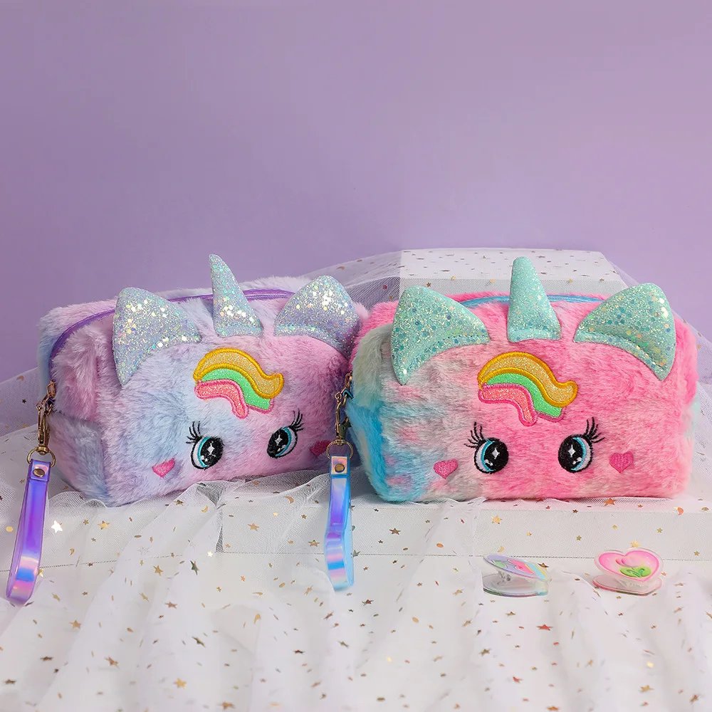 Cute Plush Unicorn Pencil Bag Aesthetic Pencil Cases Girl Kawaii Stationery Bag Children Large Capacity Pen Case School Supplies Cute Plush Unicorn Pencil Bag Aesthetic Pencil Cases Girl Kawaii Stationery Bag Children Large Capacity Pen Case School Supplies