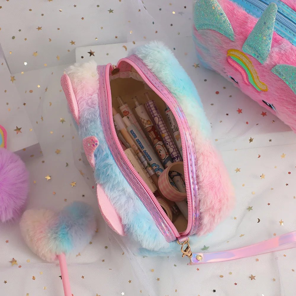 Cute Plush Unicorn Pencil Bag Aesthetic Pencil Cases Girl Kawaii Stationery Bag Children Large Capacity Pen Case School Supplies Cute Plush Unicorn Pencil Bag Aesthetic Pencil Cases Girl Kawaii Stationery Bag Children Large Capacity Pen Case School Supplies