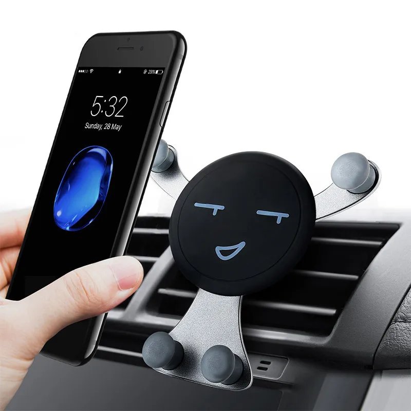Gravity Car Phone Holder Air Vent Clip Smile Face Mount Mobile Cell Stand GPS Support For iPhone 12 Pro Max Xiaomi Samsung Gravity Car Phone Holder Air Vent Clip Smile Face Mount Mobile Cell Stand GPS Support For iPhone 12 Pro Max Xiaomi Samsung