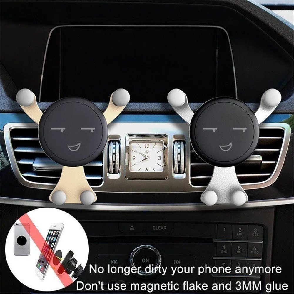 Gravity Car Phone Holder Air Vent Clip Smile Face Mount Mobile Cell Stand GPS Support For iPhone 12 Pro Max Xiaomi Samsung Gravity Car Phone Holder Air Vent Clip Smile Face Mount Mobile Cell Stand GPS Support For iPhone 12 Pro Max Xiaomi Samsung