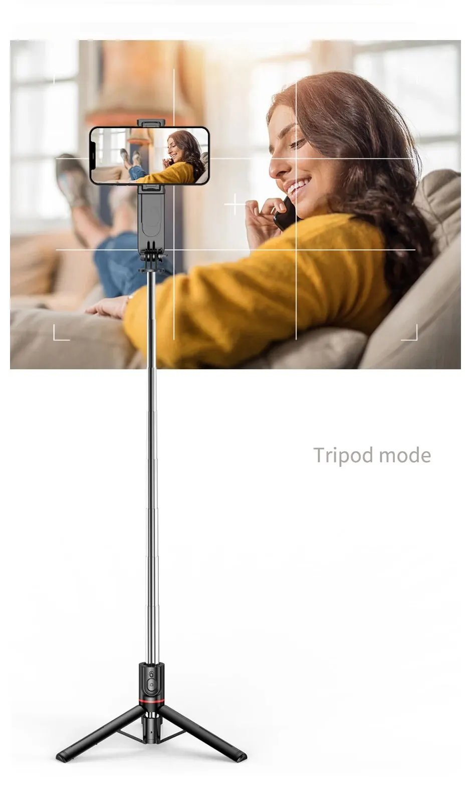 Portable Bluetooth Selfie Stick Phone Tripod with LED Selfie Light Extendable Tripod Stand 360 Rotation Compatible with iPhone