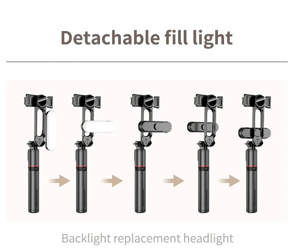 Portable Bluetooth Selfie Stick Phone Tripod with LED Selfie Light Extendable Tripod Stand 360 Rotation Compatible with iPhone