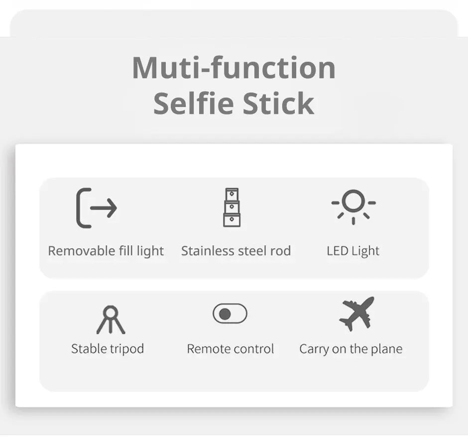 Portable Bluetooth Selfie Stick Phone Tripod with LED Selfie Light Extendable Tripod Stand 360 Rotation Compatible with iPhone