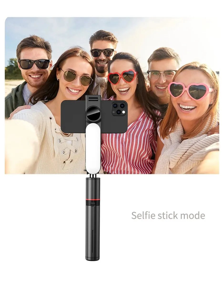 Portable Bluetooth Selfie Stick Phone Tripod with LED Selfie Light Extendable Tripod Stand 360 Rotation Compatible with iPhone