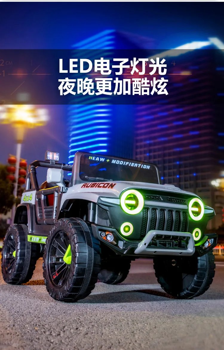 12V Kids Electric 4 Wheel Drive Off-Road Toy Rechargable Battery Car Sit By Child With Remote Control And LED Light
