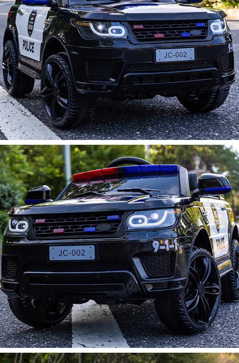 12V Load 50KG Big Size With Remote Control Children's Electric Four-wheel Rechargale Double drive Toy Battery Police Music Car