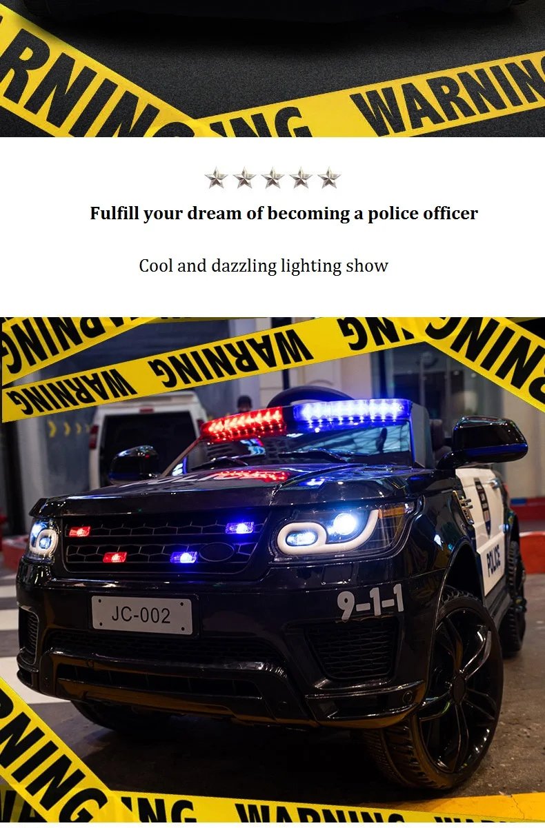 12V Load 50KG Big Size With Remote Control Children's Electric Four-wheel Rechargale Double drive Toy Battery Police Music Car