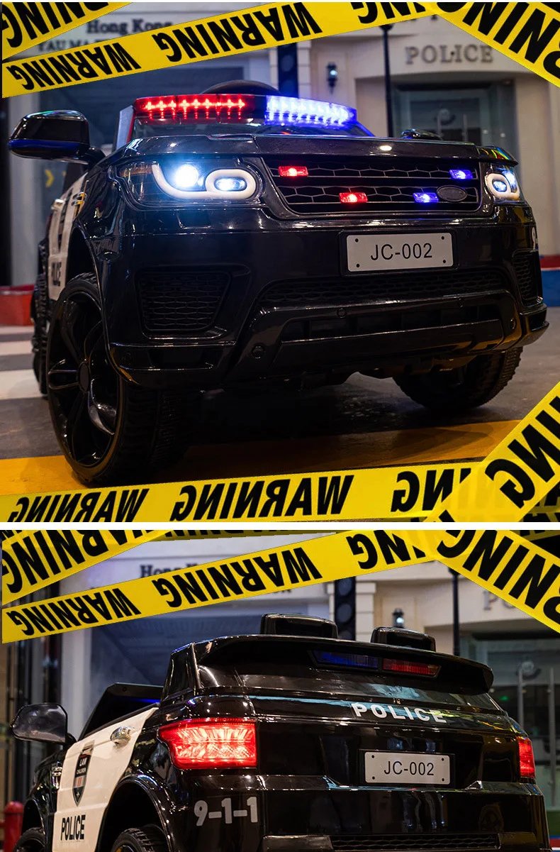 12V Load 50KG Big Size With Remote Control Children's Electric Four-wheel Rechargale Double drive Toy Battery Police Music Car