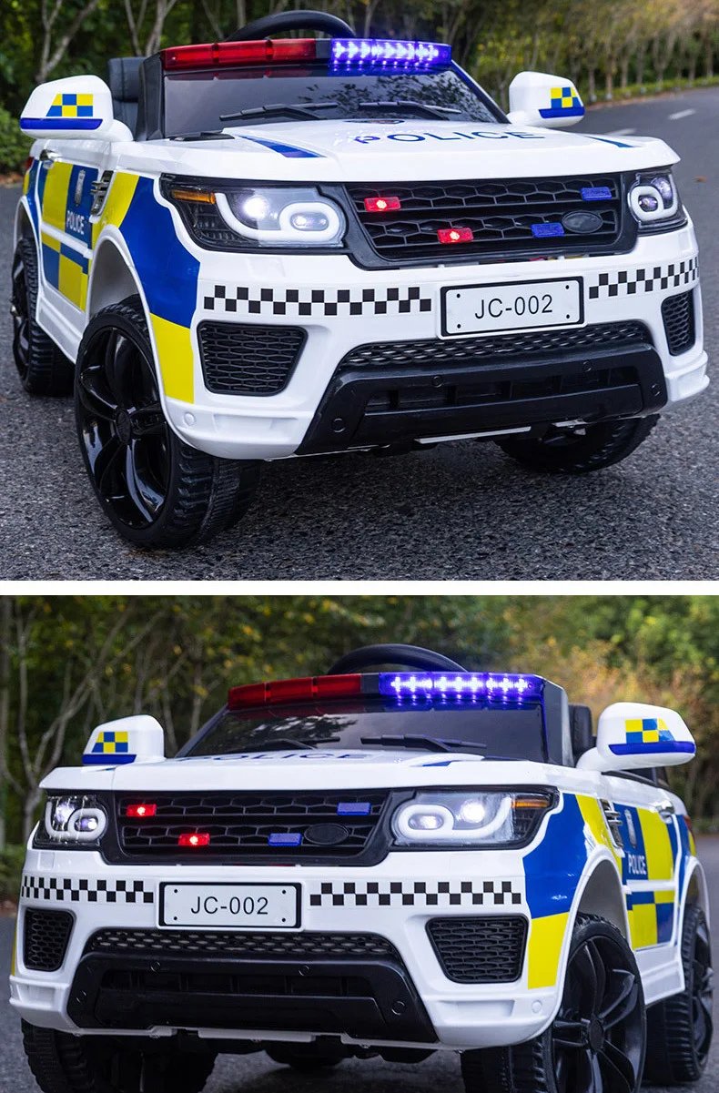 12V Load 50KG Big Size With Remote Control Children's Electric Four-wheel Rechargale Double drive Toy Battery Police Music Car