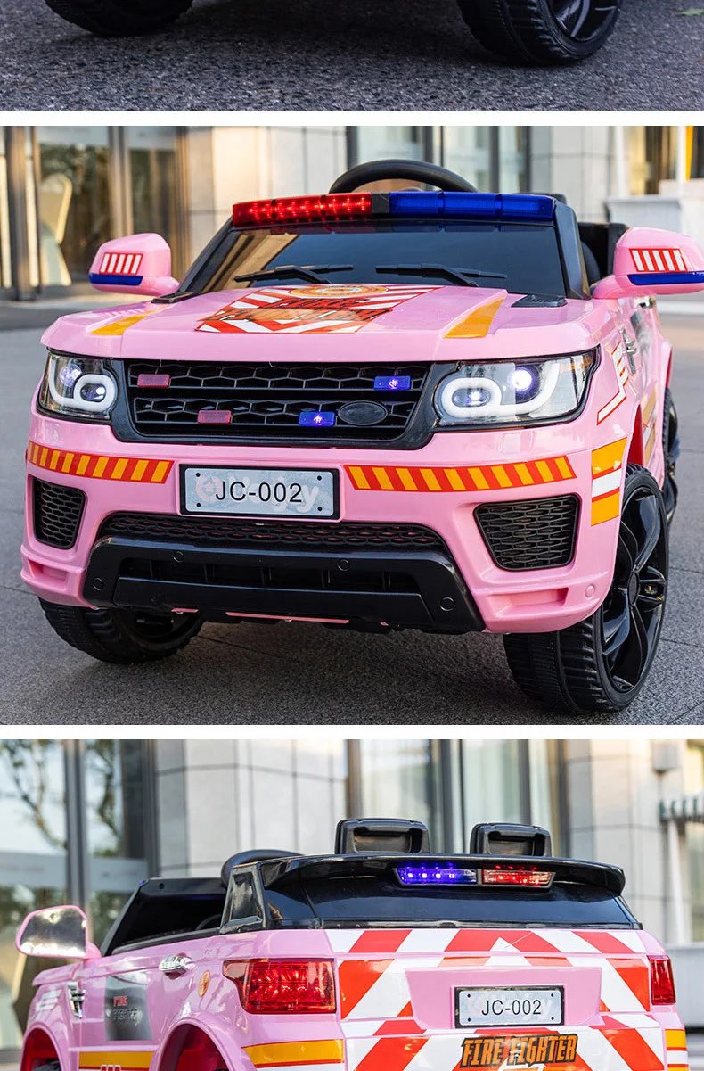 12V Load 50KG Big Size With Remote Control Children's Electric Four-wheel Rechargale Double drive Toy Battery Police Music Car