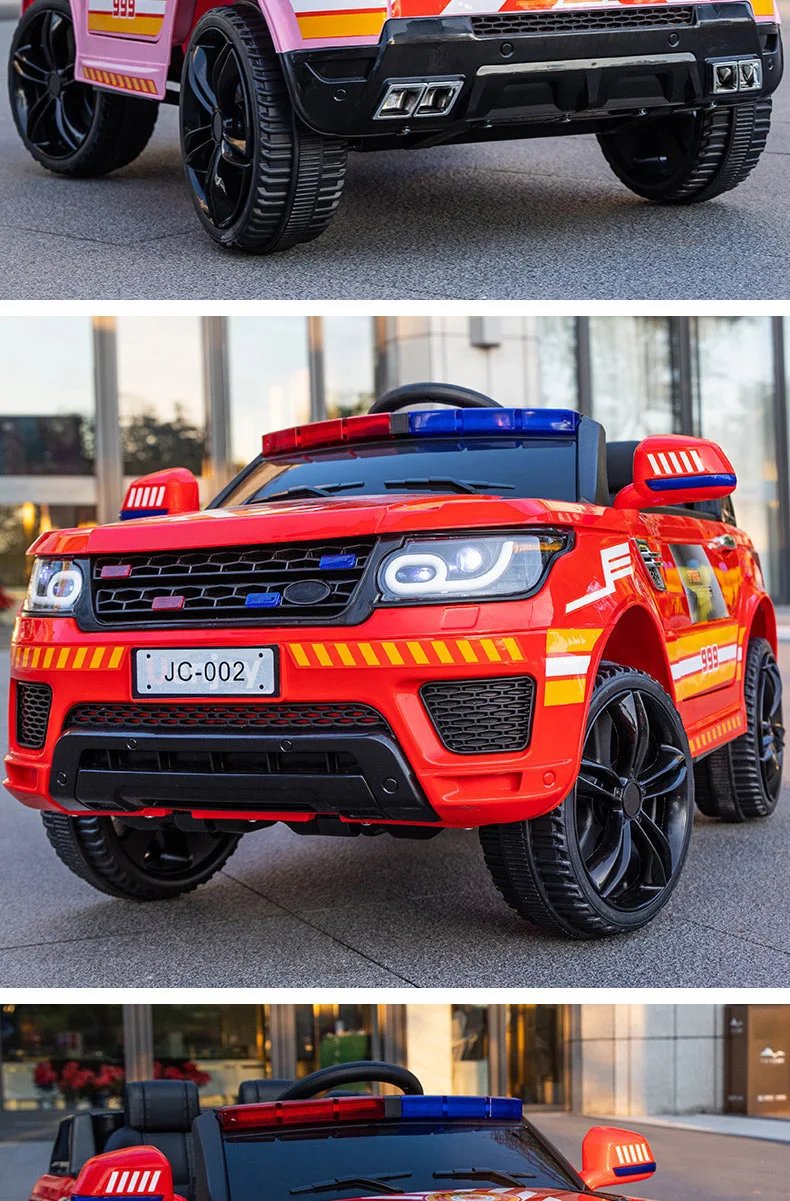 12V Load 50KG Big Size With Remote Control Children's Electric Four-wheel Rechargale Double drive Toy Battery Police Music Car