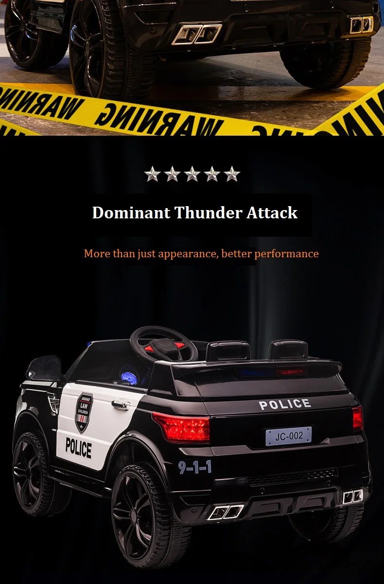 12V Load 50KG Big Size With Remote Control Children's Electric Four-wheel Rechargale Double drive Toy Battery Police Music Car