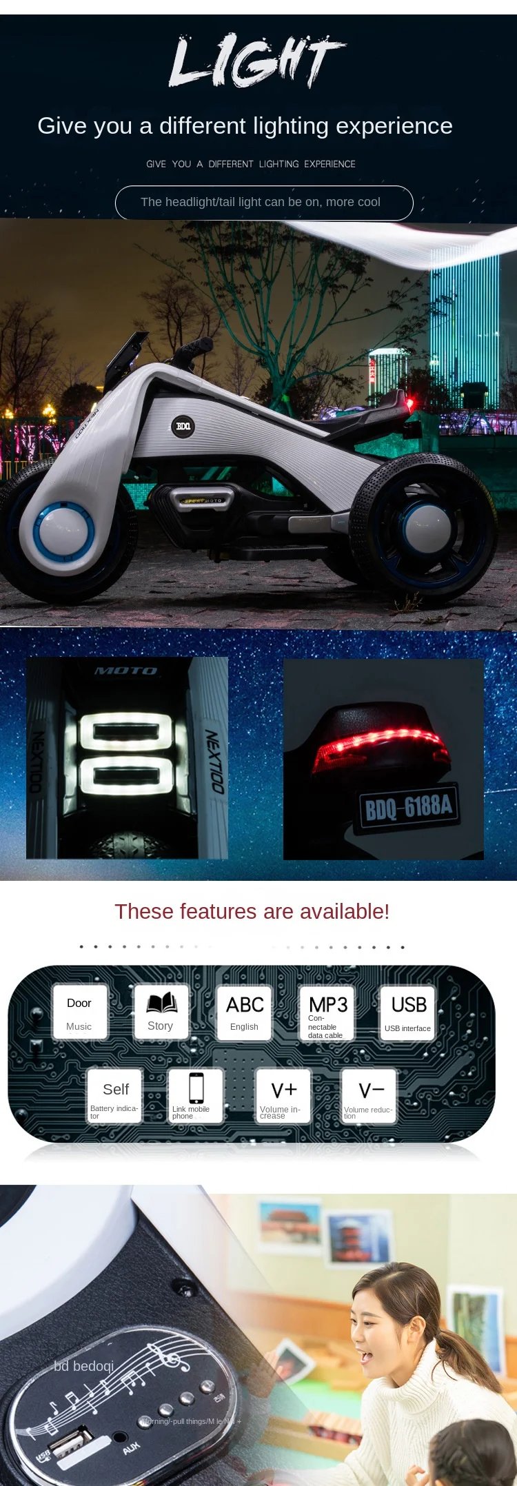 Doki Children's Electric Motorcycles For Boys And Girls Can Sit On Children's Toy Cars Tricycle Hurricane New 2023 Drop Shopping