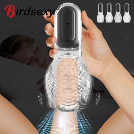 Male Masturbator Cup Vibrators Sex Toys for Men Soft Pussy Transparent Vagina Cup Oral Tornado Masturbate Adult supplies Vacuum