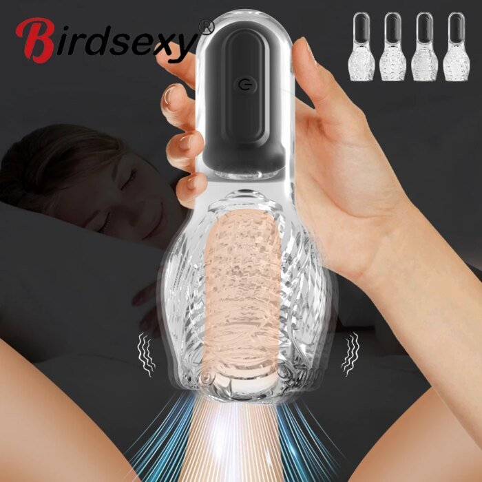 Male Masturbator Cup Vibrators Sex Toys for Men Soft Pussy Transparent Vagina Cup Oral Tornado Masturbate Adult supplies Vacuum - Image 1