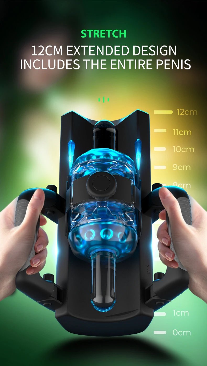 THRUSTING-King 12cm 6-Segment Fixed-point Telescopic Male Masturbator One-Key Burst Masturbation Cup Trainer Sex Toys for Men