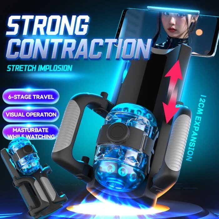 THRUSTING-King 12cm 6-Segment Fixed-point Telescopic Male Masturbator One-Key Burst Masturbation Cup Trainer Sex Toys for Men - Image 1