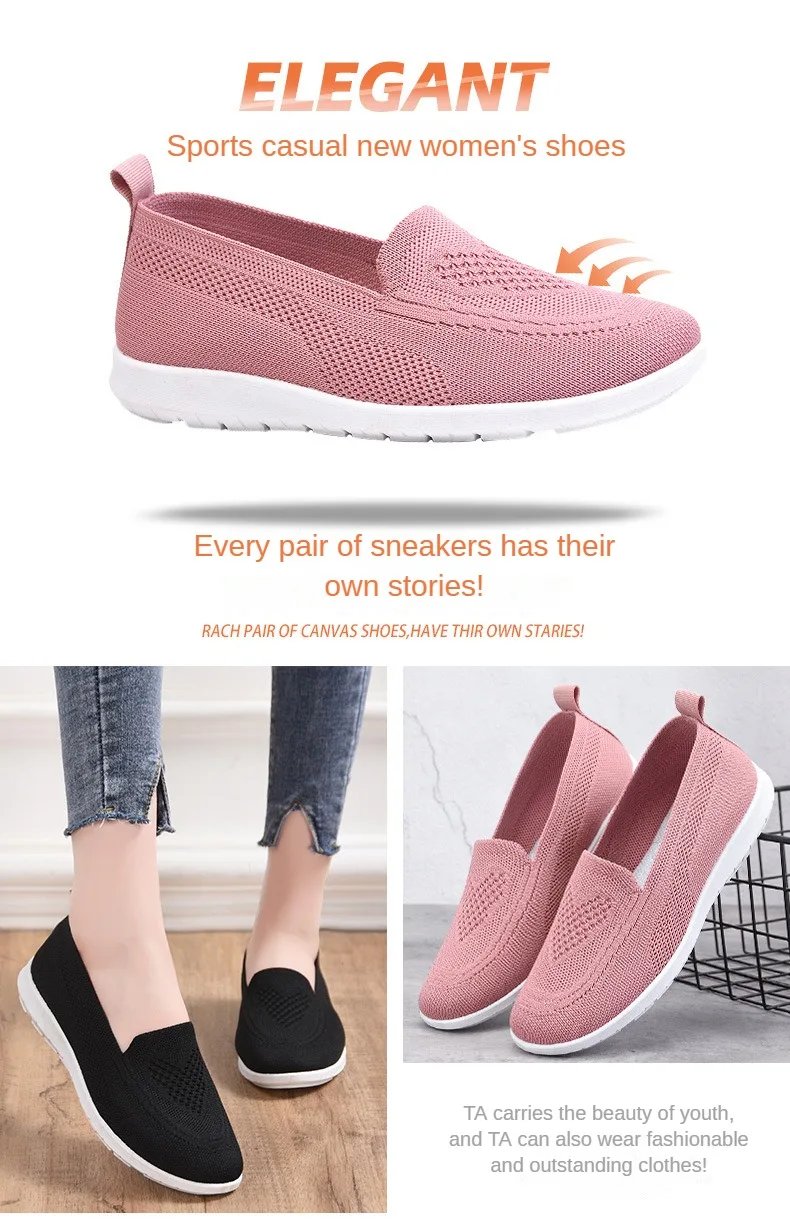 Hot Selling Knitted Flat Sole Single Shoes for Women In Spring and summer 2023 New Style Breathable Casual Shoes for Lazy Women Hot Selling Knitted Flat Sole Single Shoes for Women In Spring and summer 2023 New Style Breathable Casual Shoes for Lazy Women