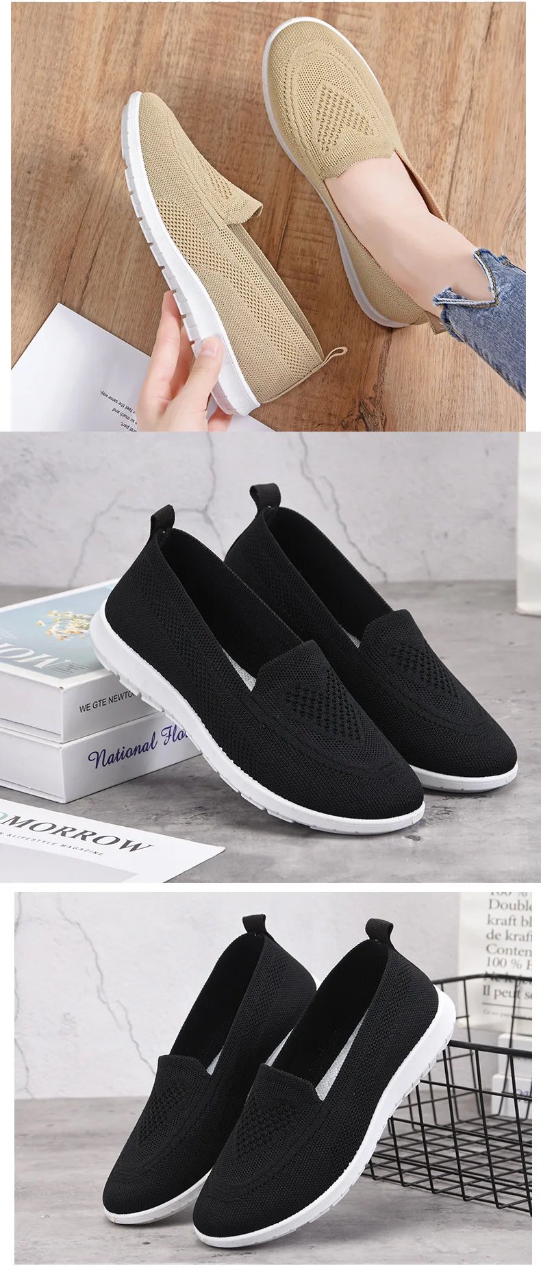 Hot Selling Knitted Flat Sole Single Shoes for Women In Spring and summer 2023 New Style Breathable Casual Shoes for Lazy Women Hot Selling Knitted Flat Sole Single Shoes for Women In Spring and summer 2023 New Style Breathable Casual Shoes for Lazy Women