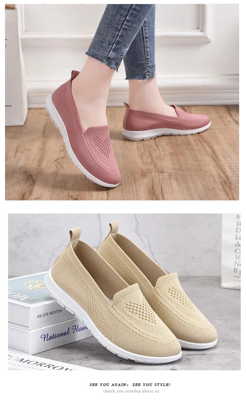 Hot Selling Knitted Flat Sole Single Shoes for Women In Spring and summer 2023 New Style Breathable Casual Shoes for Lazy Women Hot Selling Knitted Flat Sole Single Shoes for Women In Spring and summer 2023 New Style Breathable Casual Shoes for Lazy Women