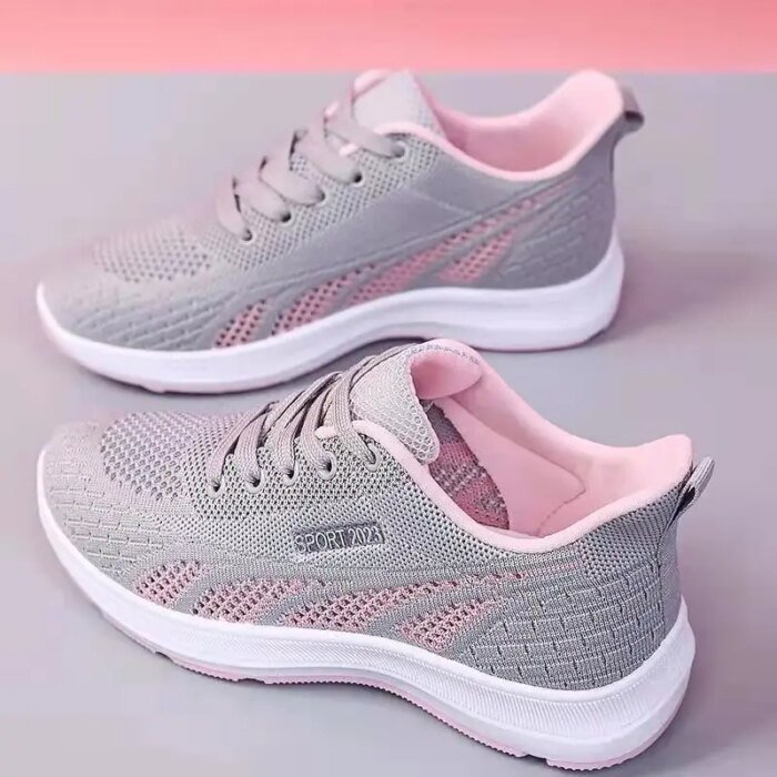 Running Shoes Ladies Breathable Sneakers Summer Light Mesh Air Cushion Women's Sports Shoes Outdoor Lace Up Training Shoes - Image 1
