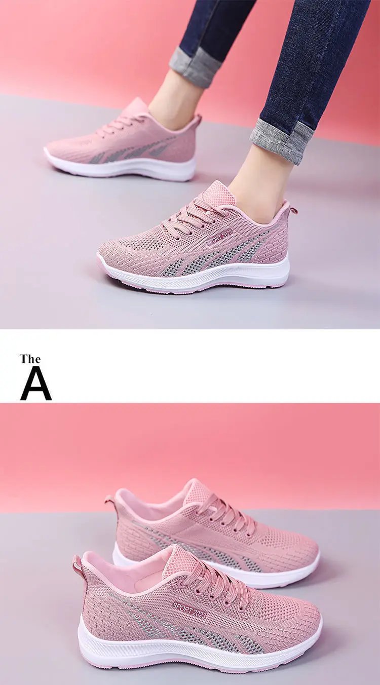 Running Shoes Ladies Breathable Sneakers Summer Light Mesh Air Cushion Women's Sports Shoes Outdoor Lace Up Training Shoes