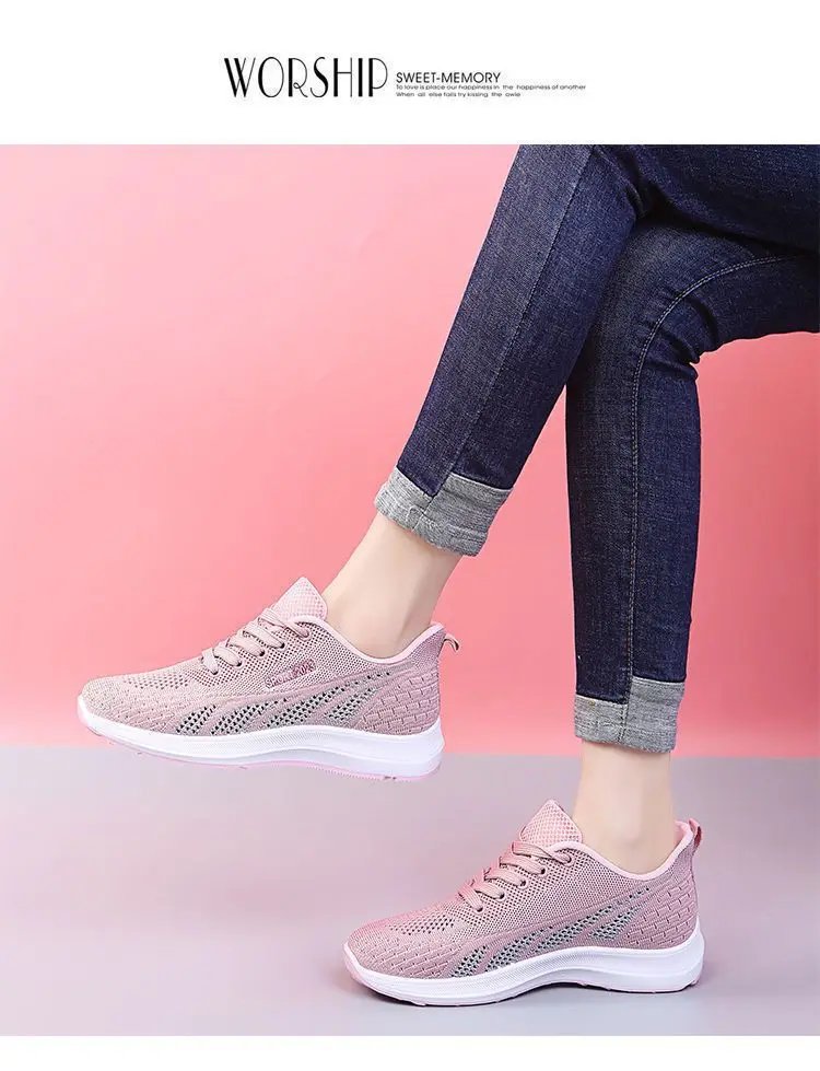 Running Shoes Ladies Breathable Sneakers Summer Light Mesh Air Cushion Women's Sports Shoes Outdoor Lace Up Training Shoes