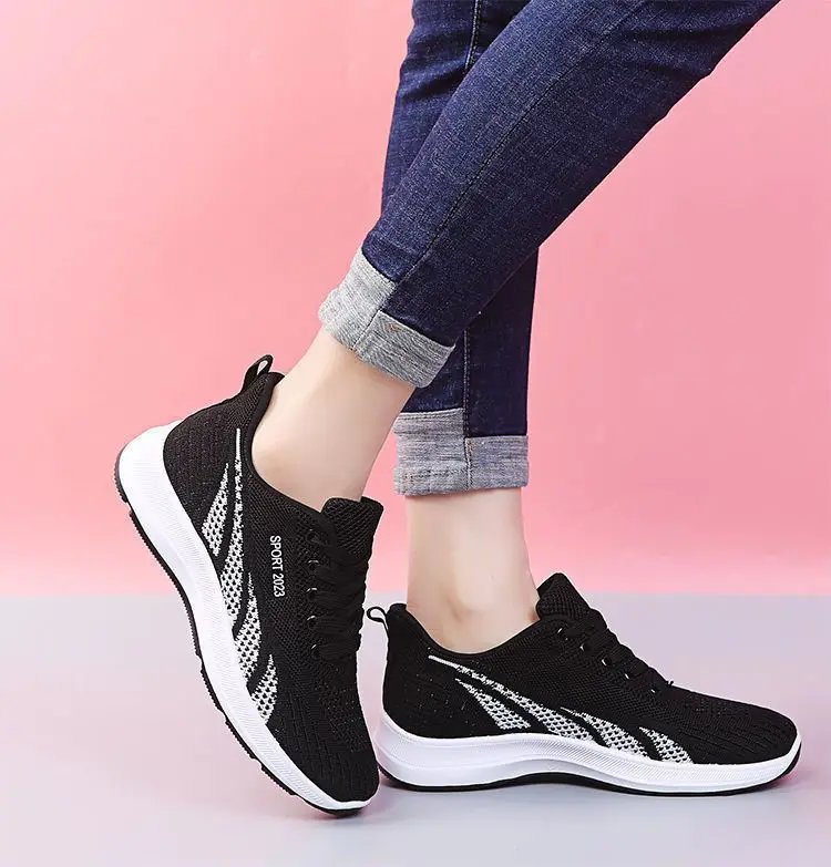 Running Shoes Ladies Breathable Sneakers Summer Light Mesh Air Cushion Women's Sports Shoes Outdoor Lace Up Training Shoes