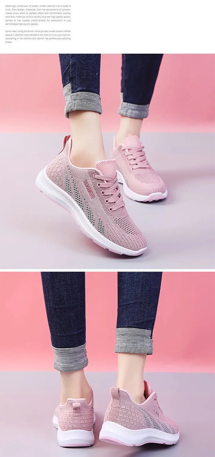 Running Shoes Ladies Breathable Sneakers Summer Light Mesh Air Cushion Women's Sports Shoes Outdoor Lace Up Training Shoes