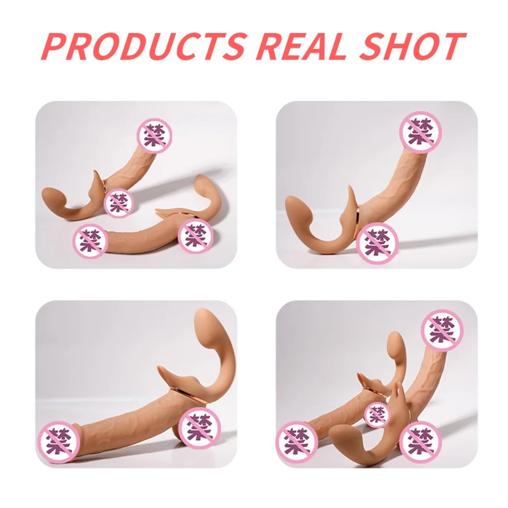 Lesbian Telescopic Dildo Vibrator Strapless Strap-on For Women Double-heads G Spot Vibrating Vagina Prostate Massager Sex Toys