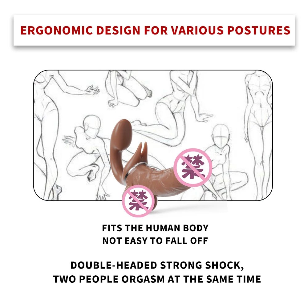 Lesbian Telescopic Dildo Vibrator Strapless Strap-on For Women Double-heads G Spot Vibrating Vagina Prostate Massager Sex Toys