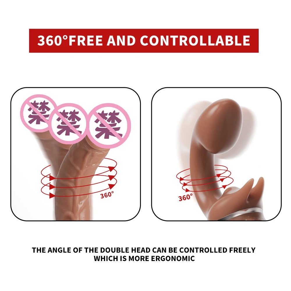 Lesbian Telescopic Dildo Vibrator Strapless Strap-on For Women Double-heads G Spot Vibrating Vagina Prostate Massager Sex Toys