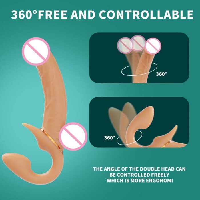Lesbian Telescopic Dildo Vibrator Strapless Strap-on For Women Double-heads G Spot Vibrating Vagina Prostate Massager Sex Toys - Image 5