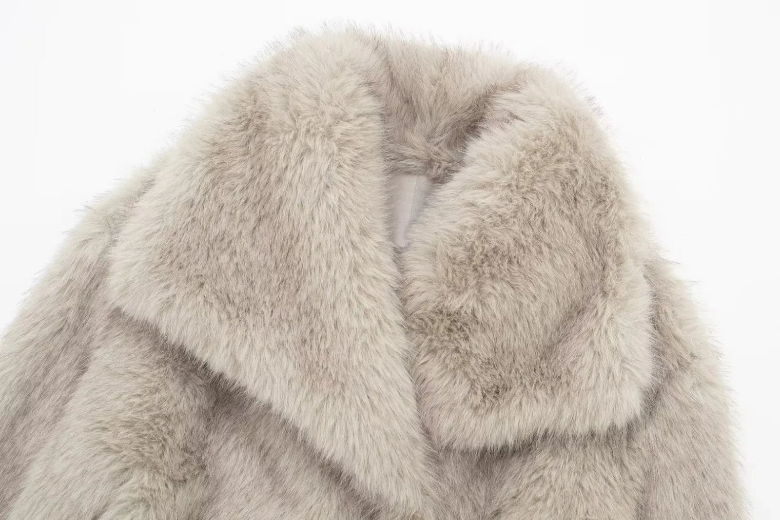 TRAF 2024 Women Fashion Cropped Faux Fur Jacket Coat Long Sleeve Front Snap-button Female Outerwear Chic Lapel Collar Thick Coat TRAF 2024 Women Fashion Cropped Faux Fur Jacket Coat Long Sleeve Front Snap-button Female Outerwear Chic Lapel Collar Thick Coat
