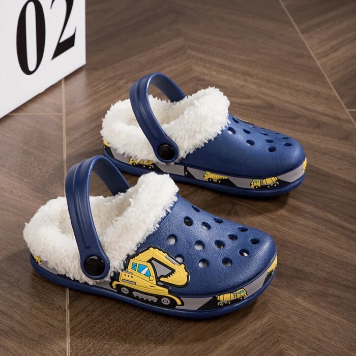 Winter Cotton Shoes for Children Warm Plush Clogs for Kids Outdoor Garden Shoes for Boys Girls Soft Comfortable Home Slippers - Image 2