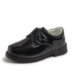 Children Fashion Leather Shoes Boys 2023 Hook & Loop Glossy Simple Black Uniform School Shoes Loafers Kids Shoes Free Shipping - Image 6