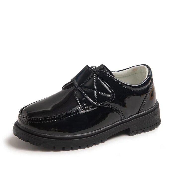 Children Fashion Leather Shoes Boys 2023 Hook & Loop Glossy Simple Black Uniform School Shoes Loafers Kids Shoes Free Shipping - Image 6