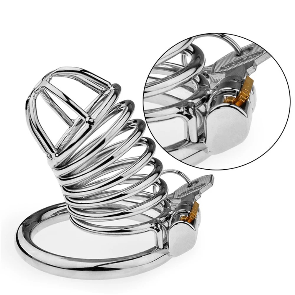 Big Metal Cock Cage CB Male Chastity Cage Sex Toys for Men Penis Ring Lock Wearable Chastity Lock Erotic Slave Bondage 18+