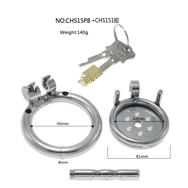 Stainless Steel Flat Chastity Lock with Urethra Short/long Tube Hollow Breathable Penis Cage CB Chastity Device Male Erotic Toys
